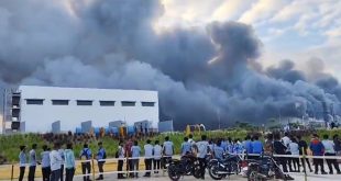 fire on tata electronics plant